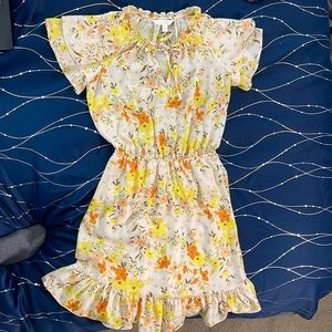 LC Lauren Conrad multicolored flowy dress. Color: peach/yellow/cream size XS